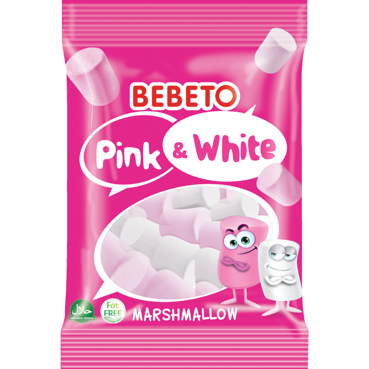 Цукерки-маршмеллоу Bebeto "Білий та рожевий" 60 г (8690146101284)