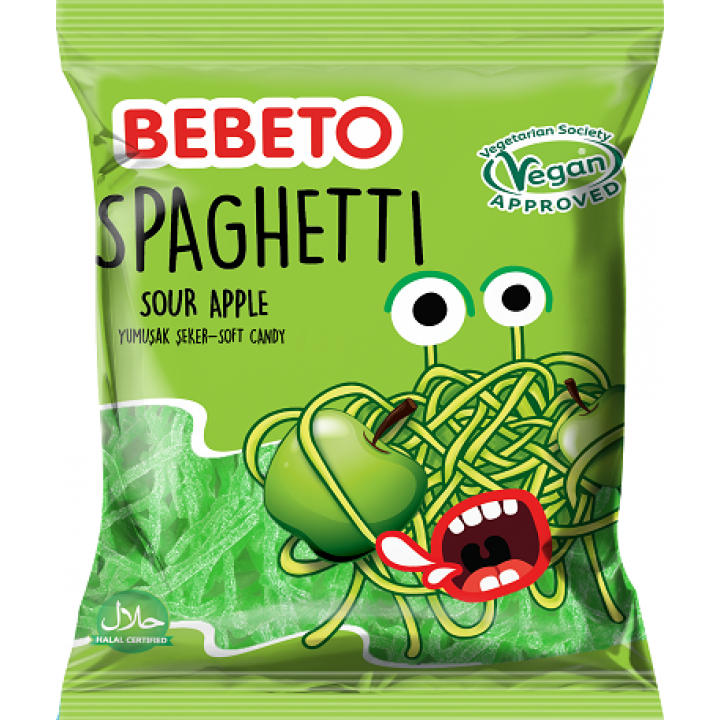 Цукерки жувальні Bebeto "Спагеті. Яблуко" 80 г (8690146679615)