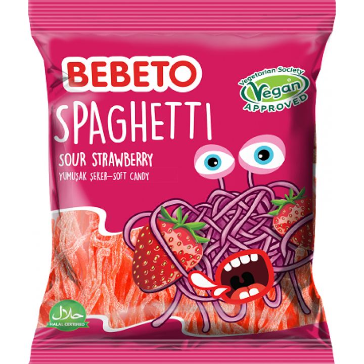 Цукерки жувальні Bebeto "Спагеті. Полуниця" 80 г (8690146679516)
