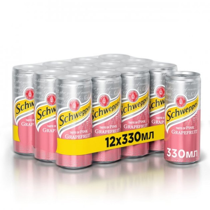 Напиток газированный Schweppes Розовый грейпфрут 0,33л (5449000229557)
