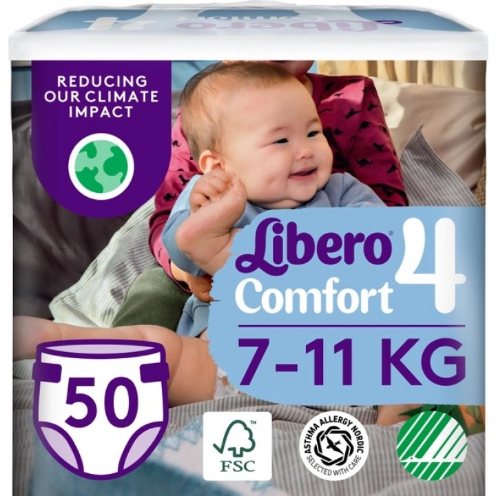 Подгузники Libero Comfort 7-11 кг Размер 4, 50 шт. (7322541756844)