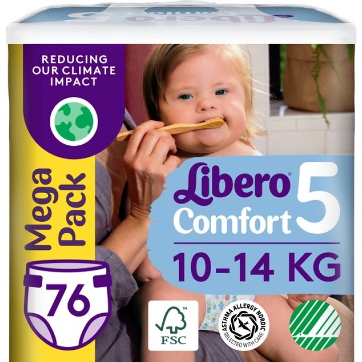 Подгузники Libero Comfort 10-14 кг Размер 5, 76 шт. (7322541756912)
