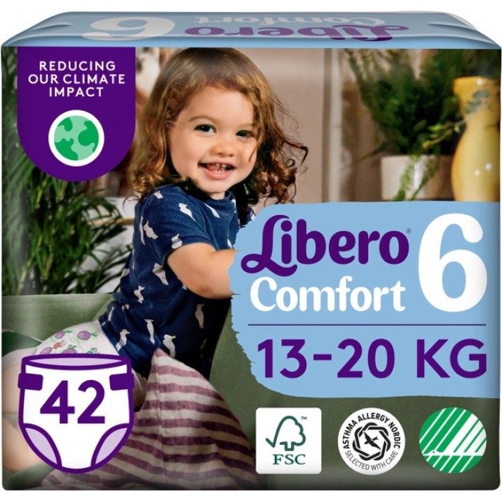 Подгузники Libero Comfort 13-20 кг Размер 6, 42 шт. (7322541757049)