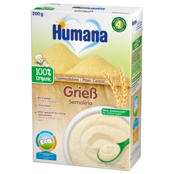 Безмолочная каша Humana Plain Cereal Semolina пшеничная 200 г (4031244775528)