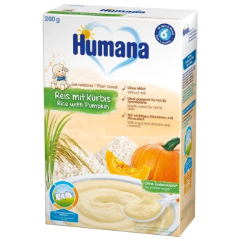 Безмолочная каша Humana рисовая с тыквой 200 г (4031244775689)