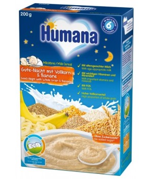 Молочная каша Humana Сладкие сны цельнозерновая с бананом 200 г (4031244775597)