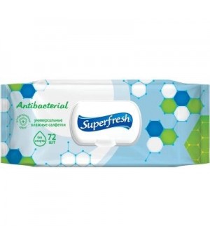Влажные салфетки Superfresh Antibacterial с клапаном 72 шт. (4823071630510)