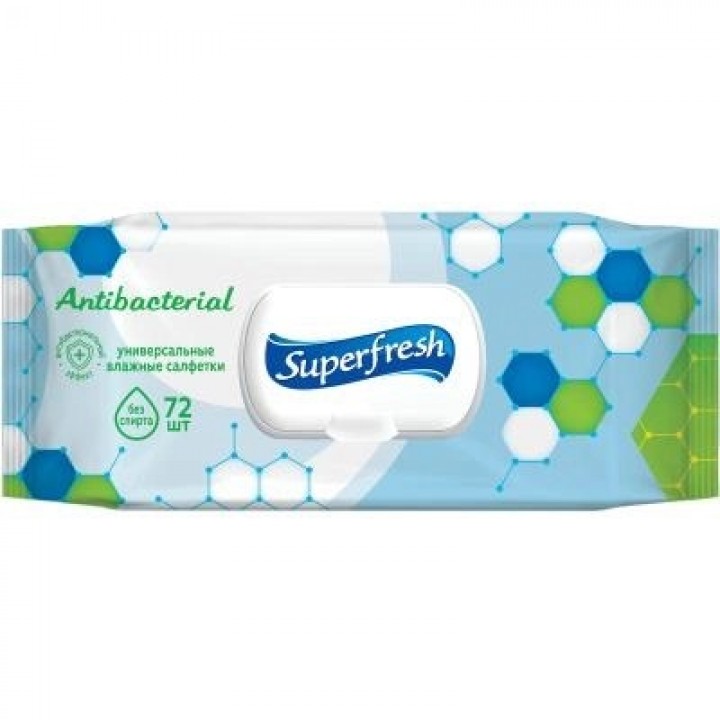 Влажные салфетки Superfresh Antibacterial с клапаном 72 шт. (4823071630510)