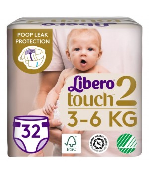 Підгузки Libero Touch 3-6 кг Розмір 2, 32 шт. (7322541070315)