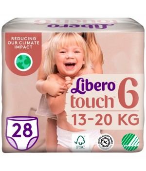 Підгузки-трусики Libero Touch Pants 13-20 кг Розмір 6, 28 шт (7322541739670)