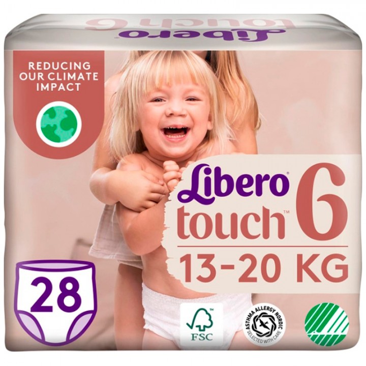 Подгузники-трусики Libero Touch Pants 13-20 кг Размер 6, 28 шт (7322541739670)