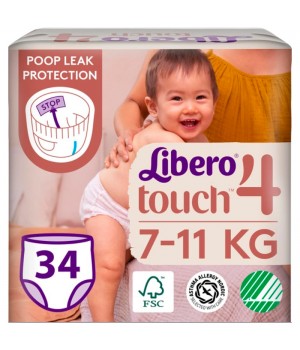 Підгузки-трусики Libero Touch Pants 7-11 кг Розмір 4, 34 шт (7322541739991)