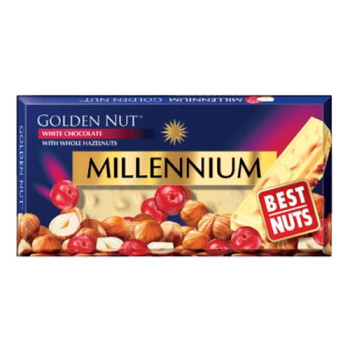 Шоколад Millennium Golden Nut белый с лесными орехами и клюквой, 100 г (4820005193097)