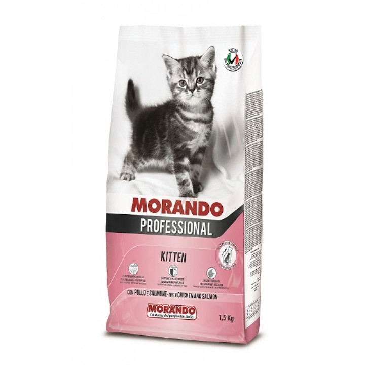 MORANDO PROFESSIONAL KITTEN Полноценный сухой корм для котят с курицей и лососем, 1,5 кг (8007520105361)