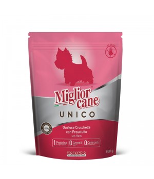 Сухий корм Migliorcane Unico Ham з шинкою для дорослих собак дрібних порід 800г (8007520024716)