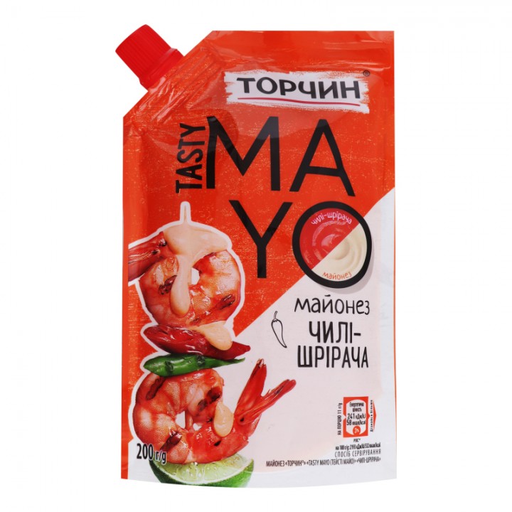 Майонез "Торчин" Tasty Mayo Чилі - Шрірача  дой-пак 200 г (7613039760468)