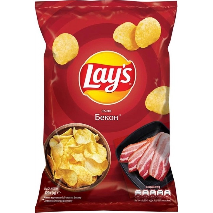 Чипсы картофельные Lay's со вкусом бекона 120 г (4823063125413)
