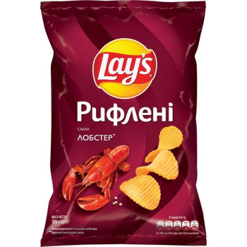 Чіпси картопляні Lay's рифлені зі смаком лобстера 120 г (4823063125536)