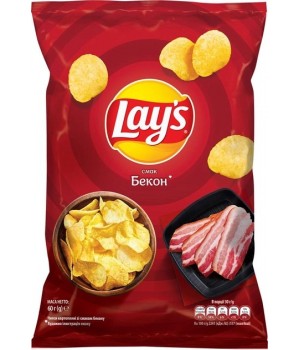Чіпси картопляні Lay's зі смаком бекону 60 г (4823063125390)