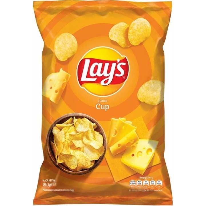 Чіпси картопляні Lay's зі смаком сиру 60 г (4823063125352)