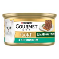 Консервований корм Gourmet Gold для котів з кроликом, шматочки у паштеті 85 г (7613033706271)