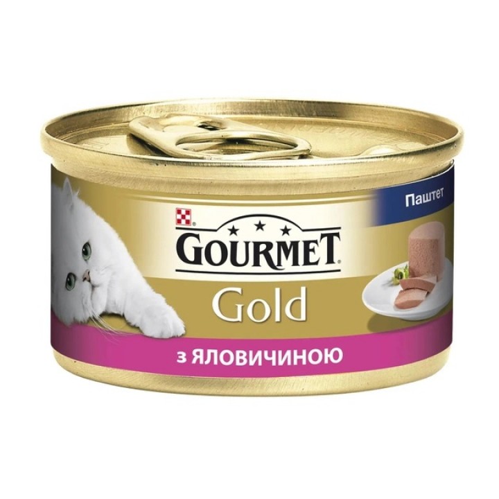 Консервований корм Gourmet Gold для котів з яловичиною 85 г (7613034190314)