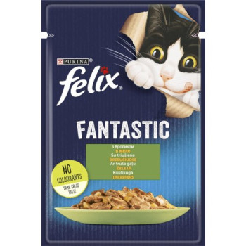 Влажный корм FELIX Fantastic для взрослых котов с кроликом. Кусочки в желе. 85г (7613039835500)