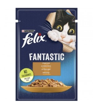 Влажный корм FELIX Fantastic для взрослых котов с индейкой. Кусочки в желе. 85г (7613039832516)