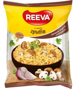 Вермішель швидкого приготування Reeva зі смаком грибів 60 г (4820179256819)