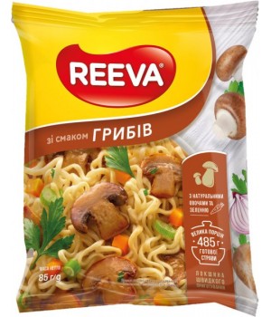 Лапша яичная быстрого приготовления Reeva со вкусом грибов 85 г (4820179257090)