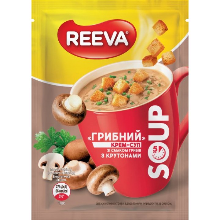 Крем-суп Reeva Грибной с крутонами 15,5 г (4820179257540)