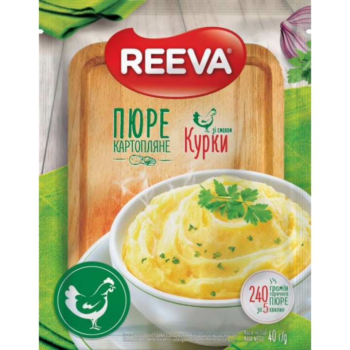Пюре картофельное Reeva со вкусом курицы (пакет) 40 г (4820179257830)