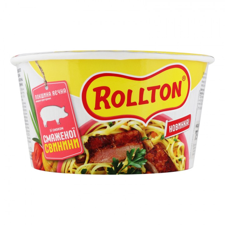 Лапша быстрого приготовления Rollton яичная со вкусом жареной свинины 75 г (4820179256369)