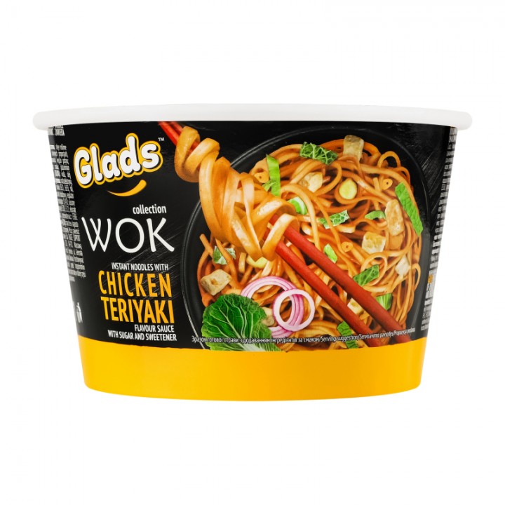 Локшина швидкого приготування GLADS З СОУСОМ CHICKEN TERIYAKI WOK 95 г (4820179259179)