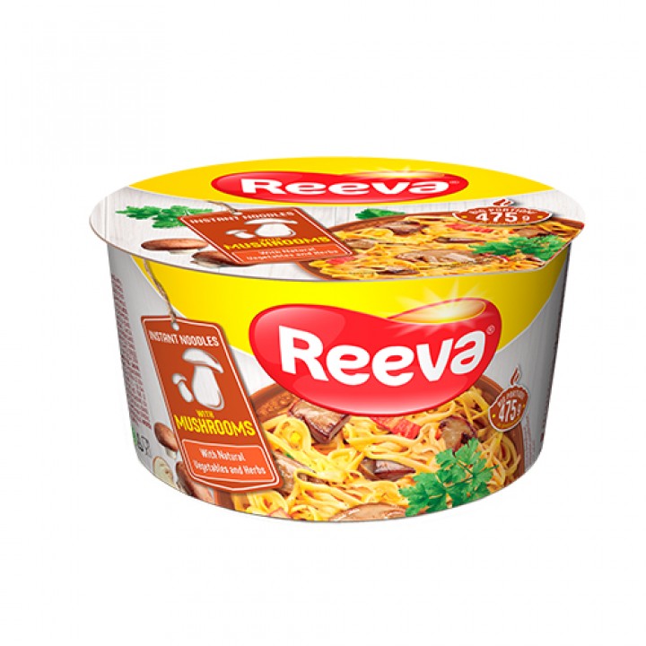 Лапша яичная быстрого приготовления Reeva по-домашнему с грибами (чашка) 75 г (4820179254266)