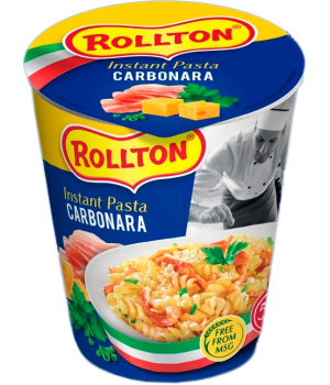 Вироби макаронні швидкого приготування Rollton Instant Pasta Карбонара стакан 70г (4820179255065)