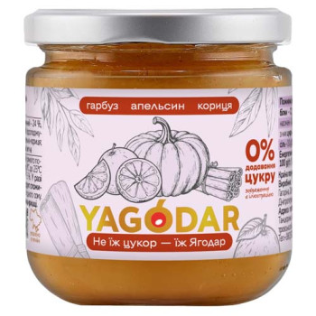 Джем без сахара из тыквы, апельсина и корицы YAGODAR 210 г