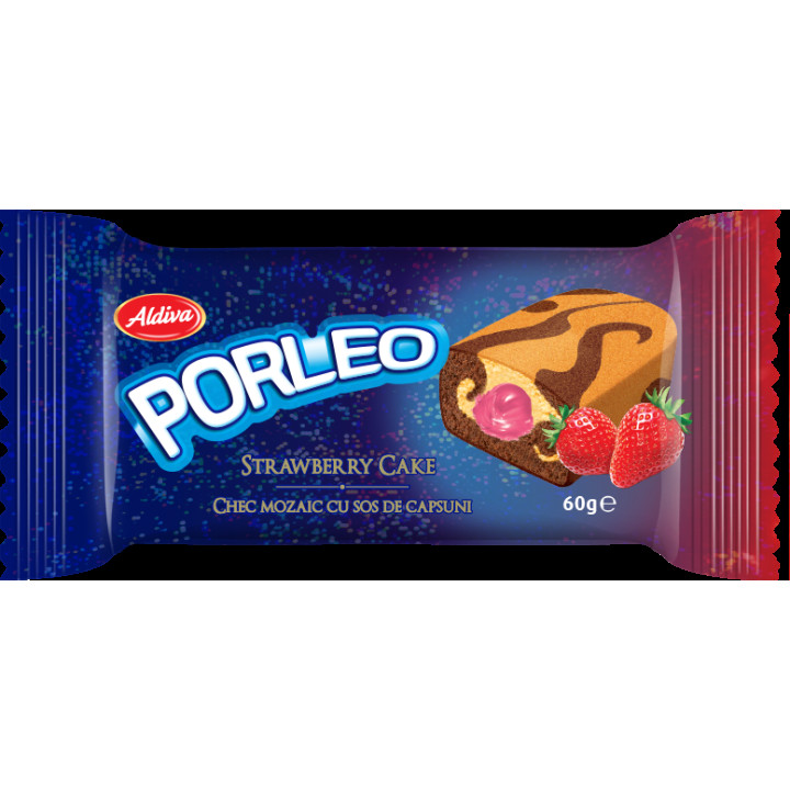 Мозаїчний бісквіт Aldiva Porleo з полуничною начинкою  60г (8681270487399)