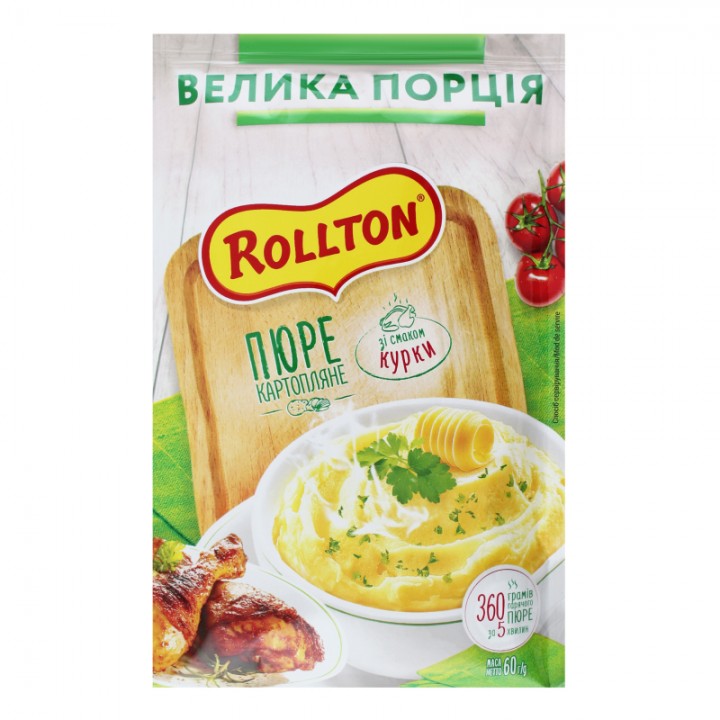  Пюре картопляне Rollton зі смаком курки 60 г (4820179254938)