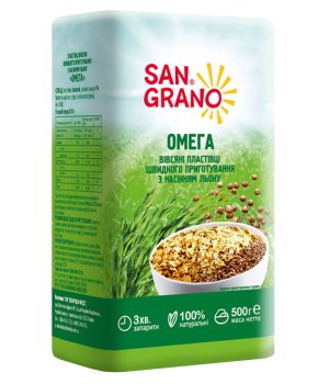 Хлопья овсяные San Grano быстрого приготовления из семян льна 500 г (4820182200724)