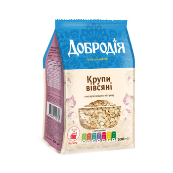 Крупа овсяная плющеная высшего сорта Добродия 500 г (4820182202728)
