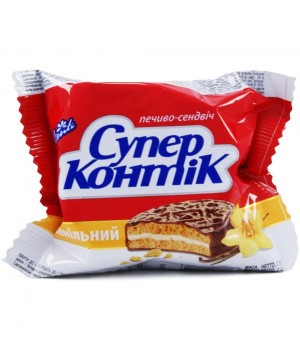 Печиво-сендвіч Konti СуперКонтік шоколадно-молочний із ваніллю 50 г (4823012232186)