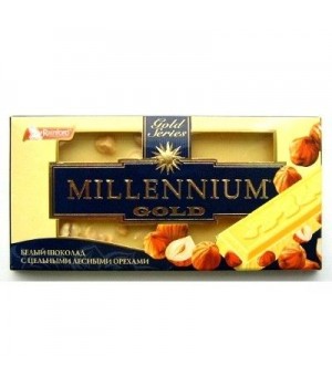 Шоколад белый Millennium Gold с цельным орехом, 100г (4820075505622)