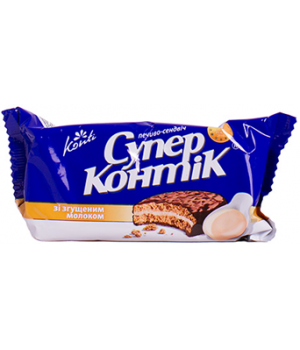 Печиво-сендвіч Konti СуперКонтик  зі згущеним молоком 100 г (4823012208013)