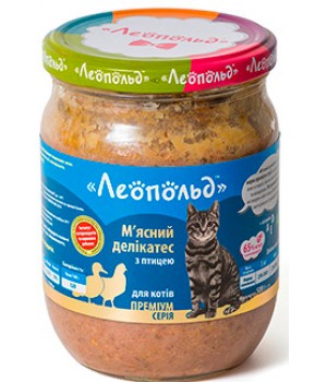 Консервы для котов Леопольд Мясные деликатесы с птицей 500г (4820185490115)