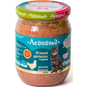 Консервы для котов Леопольд Мясные деликатесы с курицей 500г (4820185490139)