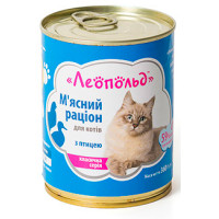 Влажный корм для котов Леопольд Мясной рацион с птицей 360г (4820185490429)