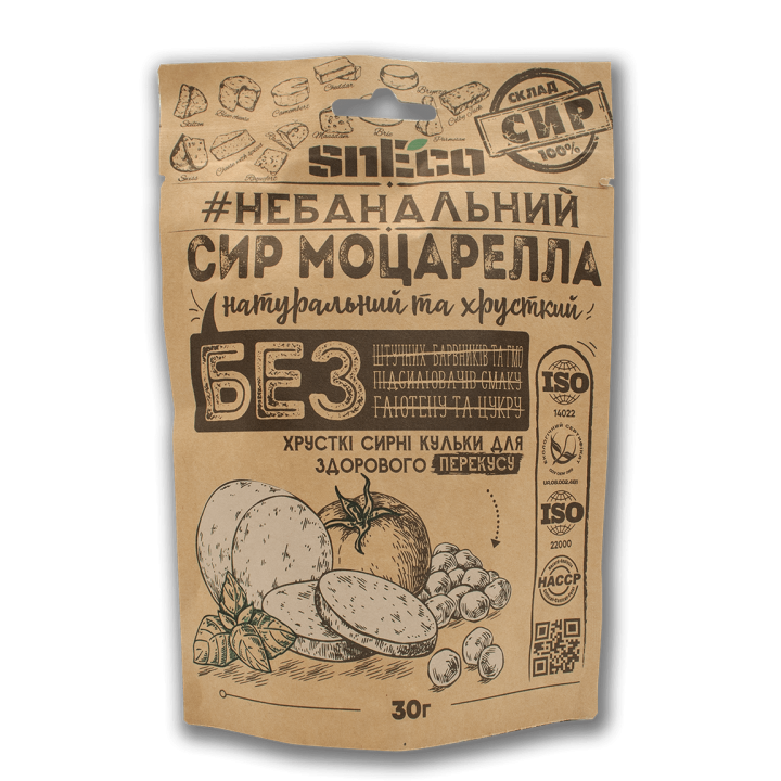 Сыр хрустящий сушеный snEco Моцарелла 30 г (4823095809190)