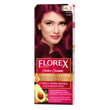 Стойкая крем-краска для волос Florex Super Рубин 4.3, 1 шт (4823001603331)