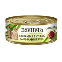 Влажный корм для котов Basttet`o Original с говядиной, курицей и овощами в желе 85г (4820185492591)